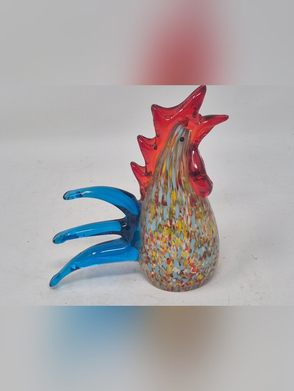 Art Glass Multi Colored Rooster Figurine